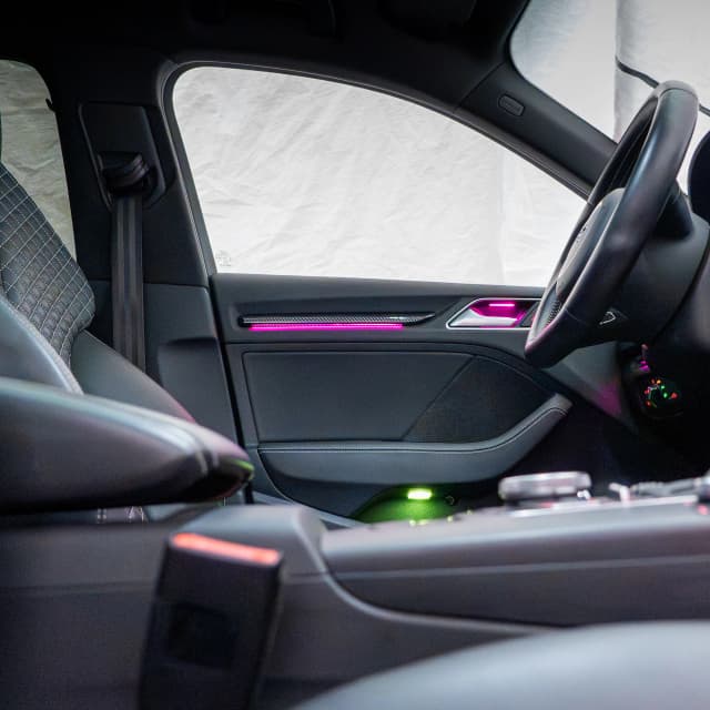 Beleuchtete Lüftungsdüsen Audi A3 8V Detailaufnahme